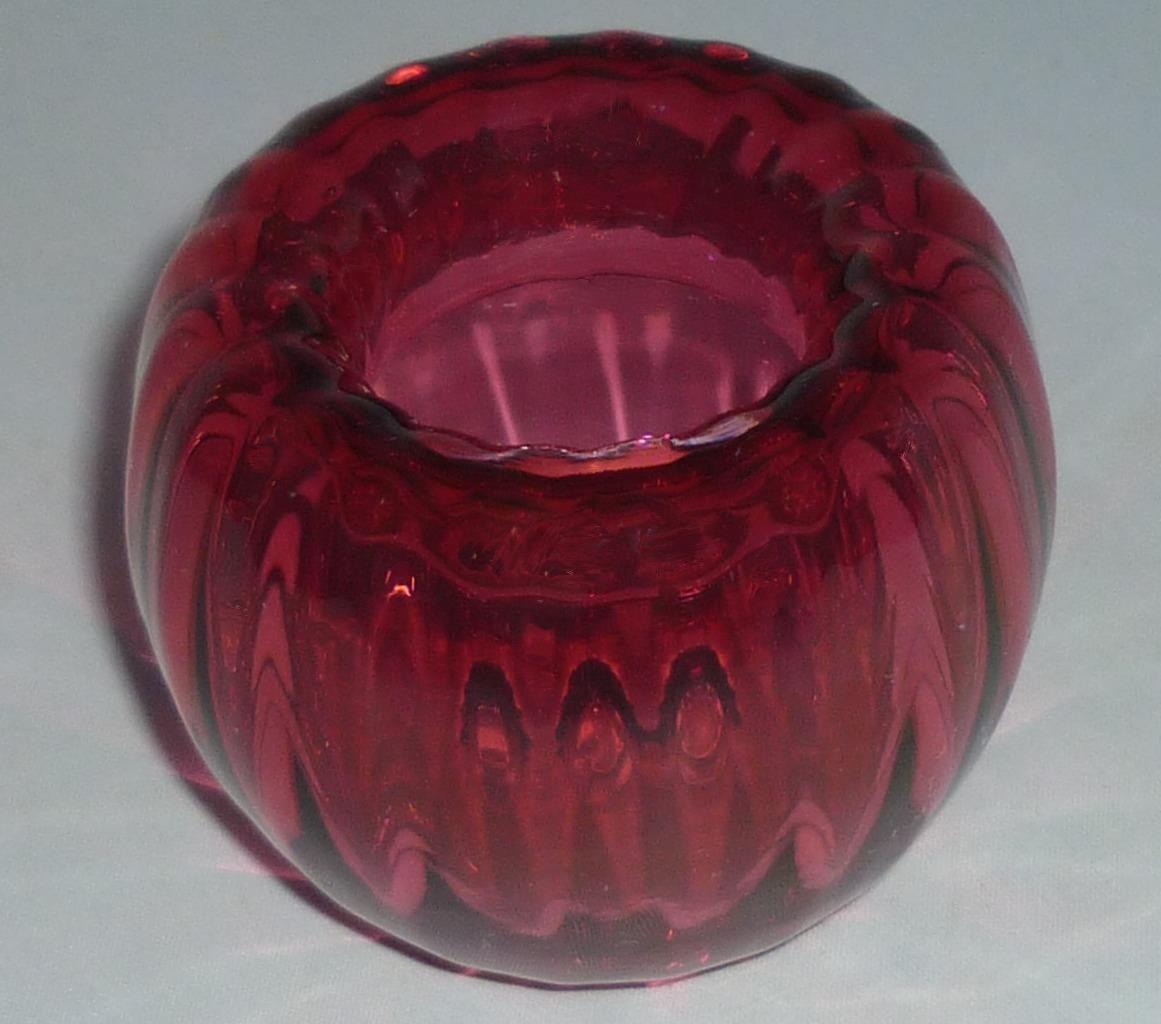PRETTY VINTAGE RETRO BRISTOL BLUE RUBY GLASS OPTIC INK WELL
