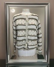 VTG Liz Claiborne Collection Womens M Cardigan Sweater StripeCottagecore Grandma
