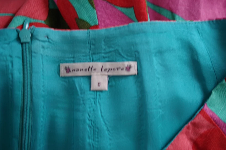 Falda nanette lepore roja verde multicolor floral acampanada seda algodón talla:8 Foto 2 de 4