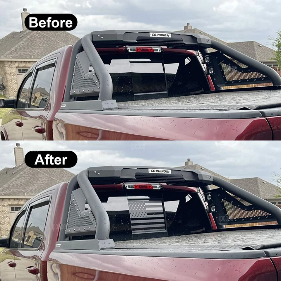 Calcomanía de vinilo negra mate bandera de Estados Unidos ventana corredera trasera para Ford F-150 F-250 F-350 Foto 4 de 4