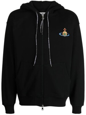 Genuine Vivienne Westwood Organic Big Orb Full Zip Black Hoodie