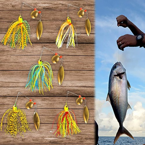 5 Spinnerbait 17g Perche Truite Lucci Lac Rivière Spinning Leurre Artificiel - Photo 2/6