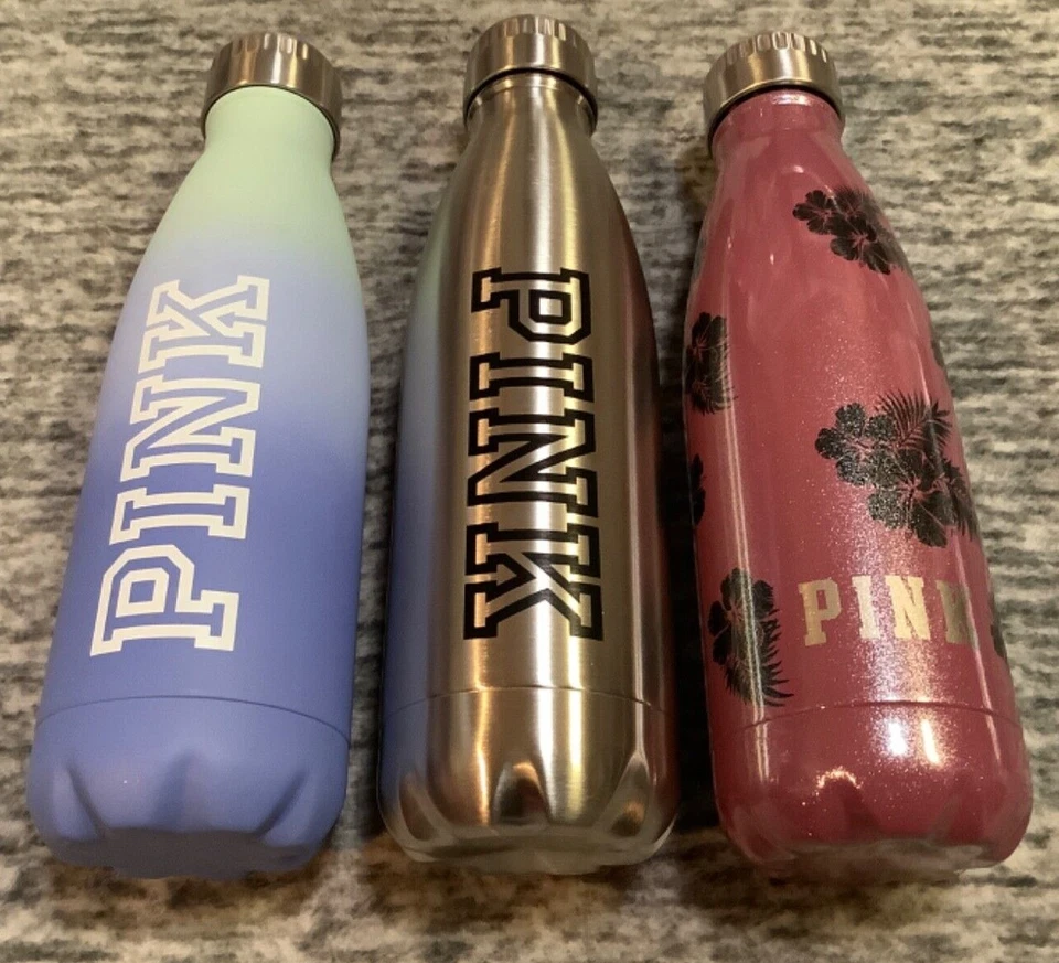 Victoria's Secret Botella de Agua de Metal Rosa Ombre Azul Plata Bayberry Floral ELIGE Foto 3 de 4