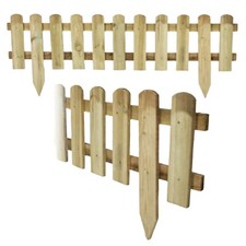 Wooden Picket Fence Garden Edging Border, Wooden Freestanding Picket Fence Panel