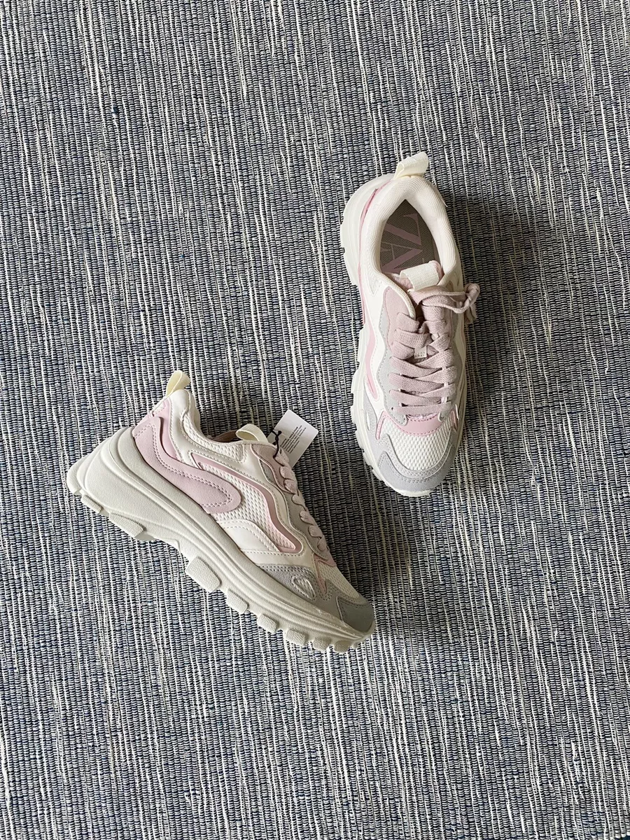 Pink and shop white trainers