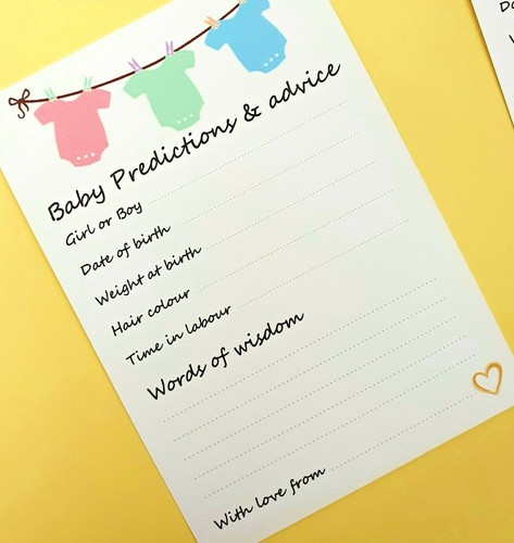 Baby Shower Prediction & Advice Games Cards Pink or Blue or Neutral Girl Boy - Picture 2 of 11