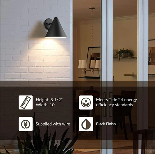 Generation Lighting Crittenden SM 1-Lt 7" Outdoor Wall Lantern, BK - 8438501-12 - Picture 5 of 7