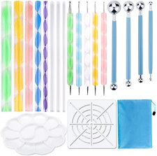 19Pcs Mandala Dotting Tools Set with Stencils, Ball Stylus, and Paint Tray