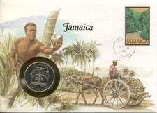 superbe enveloppe JAMAIQUE JAMAICA pièce de monnaie COIN 1 dollar 1982 UNC NEW