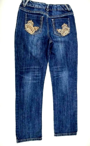 Arizona Jean Co. Girls Straight Leg Embroidered Pockets Blue Denim Jeans Sz 16 - Picture 2 of 12