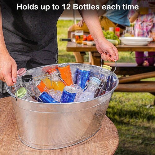 Rust-Resistant 6-Gallon Galvanized Beverage Tub - Ideal for BBQs & Weddings - 第 6/9 張圖片