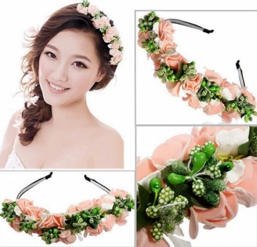 Haarreif HOCHZEIT Blumen Haarkranz Blumenkranz Haarband Blüten Trachten Dirndl - Bild 3 von 4