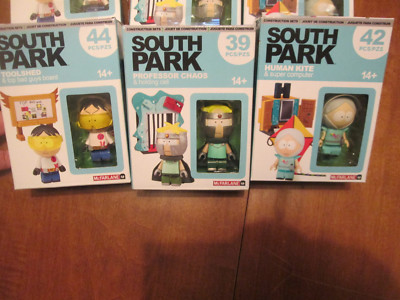SOUTH PARK SET COMPLETE 3 McFARLANE TOOLSHED, HUNAN KITE & PROFESSOR CHAOS LOT