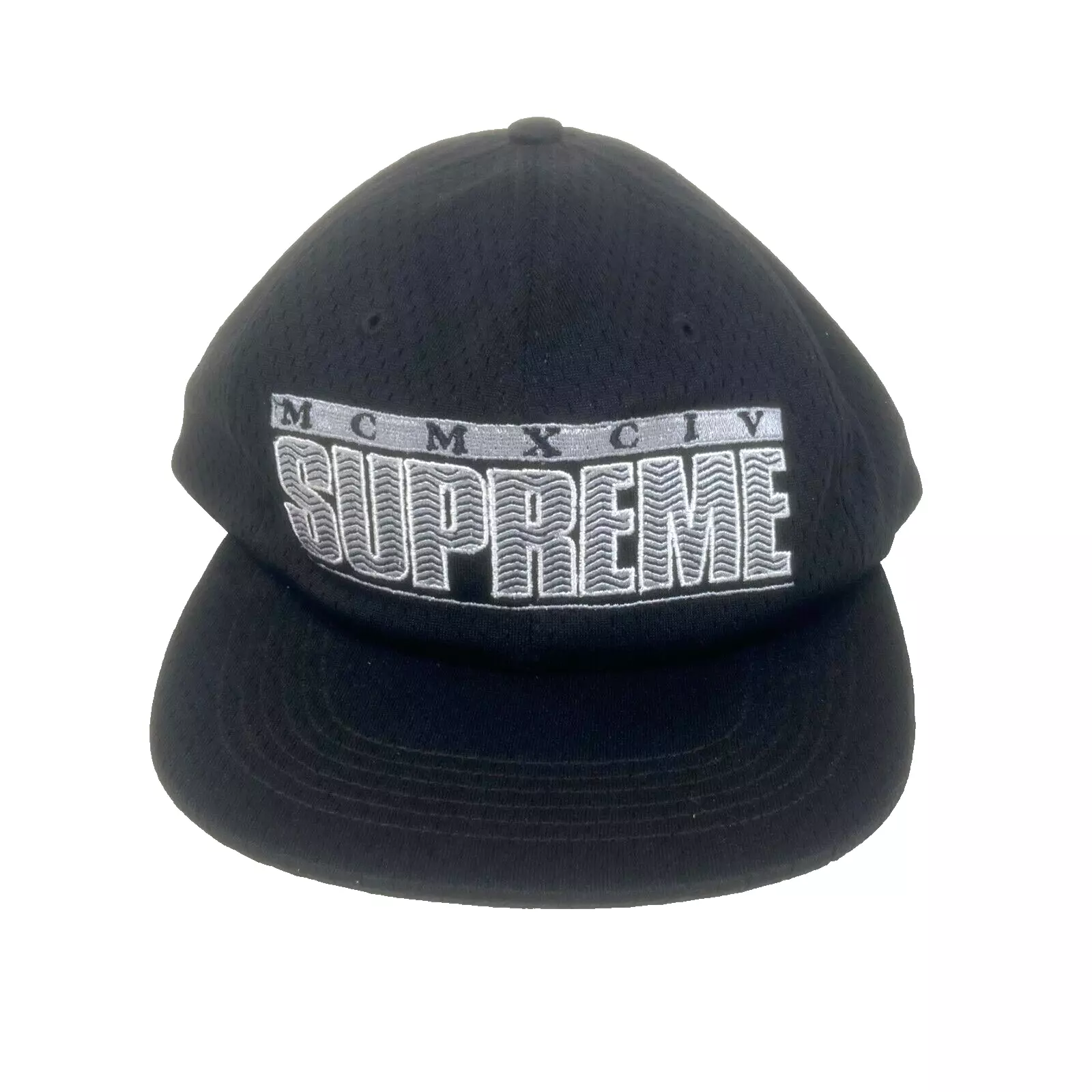 Casquette Supreme noire MCMXCIV snapback 6 panneaux chapeau maille brodée taille unique