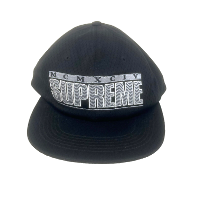 Supreme Cap Black MCMXCIV Snapback 6 Panel Hat Embroidered Mesh