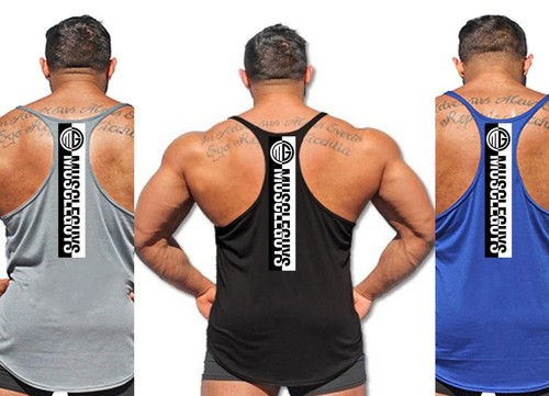 Men's Tank Tops Sleeveless Workout Shirts Gym Muscle Athletic Bodybuilding Tee - Picture 33 of 36