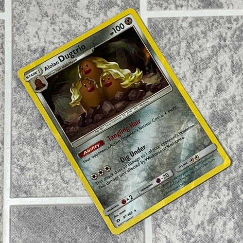 Alolan Dugtrio 87/149 Pokemon Karte Rare Reverse Holo Sonne und Mond Kostenlos UK P&P - Bild 3 von 12