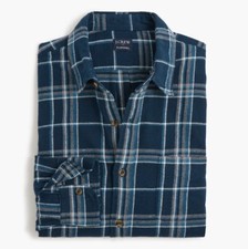 J Crew Mens Flannel Slim Fit Shirt XS Blue Gray Plaid Button-Up New