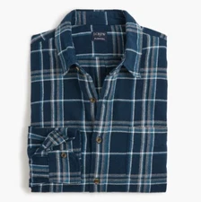 J Crew Mens Flannel Slim Fit Shirt XS Blue Gray Plaid Button-Up New