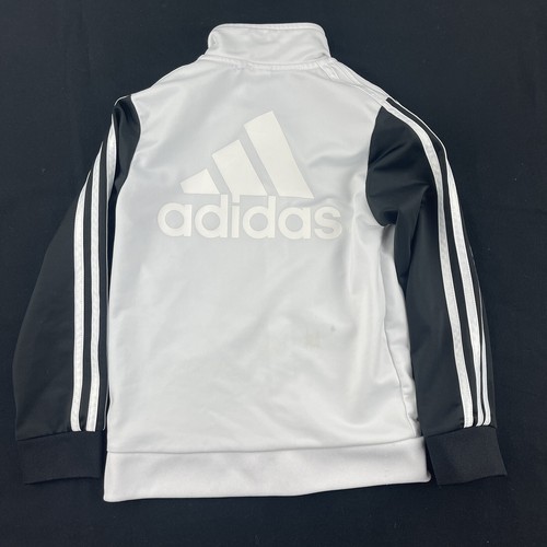 Adidas Warm Up Jacket Kids XS 7 White Black Sleeves - Picture 9 of 10