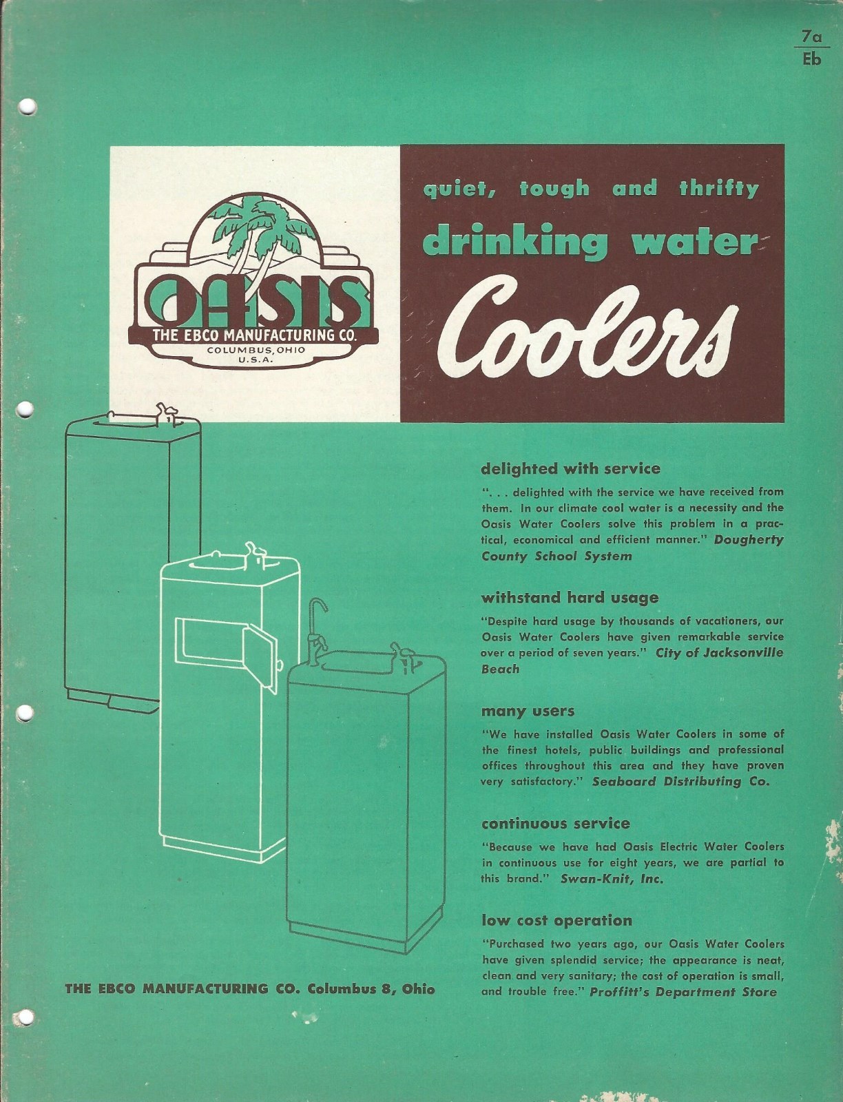 MRO Brochure Ebco Oasis Drinking Water Coolers c1952 (MR26) eBay