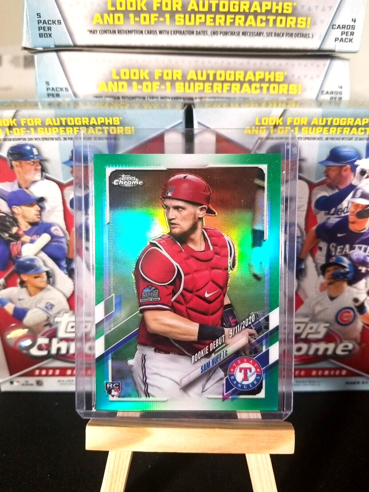 2021 TOPPS CHROME UPDATE SAM HUFF GREEN REFRACTOR ROOKIE DEBUT /75 #USC60