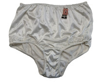 Kmart Vintage  7  Sheer White Nylon Lace Trim Brief Panty Double Cotton Gusset