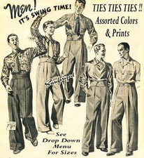 VTG Ties 40's - Assorted - DAPPER - Gatsby - SWING - GANGSTER -Cravat - DAMASK