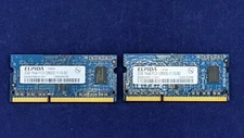 2 PCS ELPIDA PC3-12800 2GB Laptop RAM Memory. 4GB total (2 x 2GB)