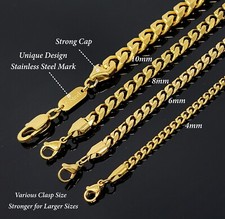 316L Stainless Steel Six Cut Cuban Chain 4/6/8/10mm 16",18",20",24",30" Necklace