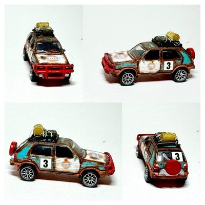 Custom Matchbox Volkswagen Golf 4x4 Gulf Racing Rat Rod Car W/Real Riders