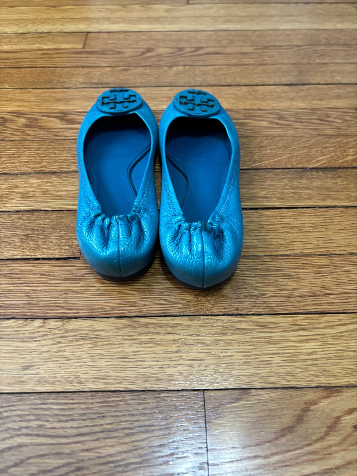 Tory Burch Serena 2 Ballet Flat Electric Eel / Teal Green Leather Womens 8.5 M thumbnail 7