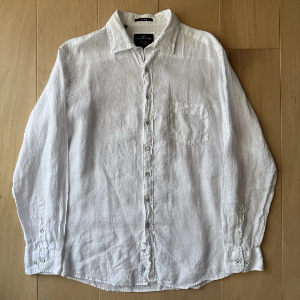 Rodd & Gunn Linen Shirt XL White Collared Button Up Minimalist New York Party - Image 2 of 4