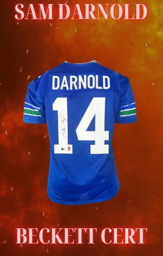 Sam Darnold Autographed Seattle Custom Blue Football Jersey - BAS