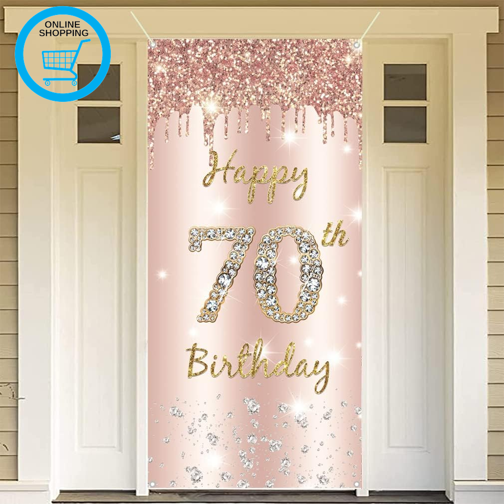 70Th Birthday Decorations for Women, Happy 70Th Birthday Backdrop Banner Rosegol