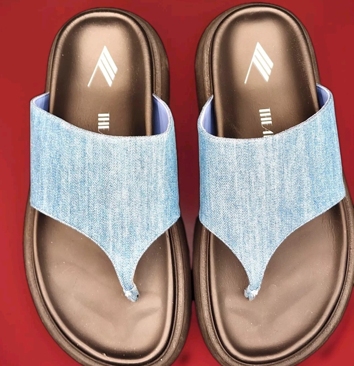 THE ATTICO Selene Tong Sandals Denim Blue Black Color Platform EU