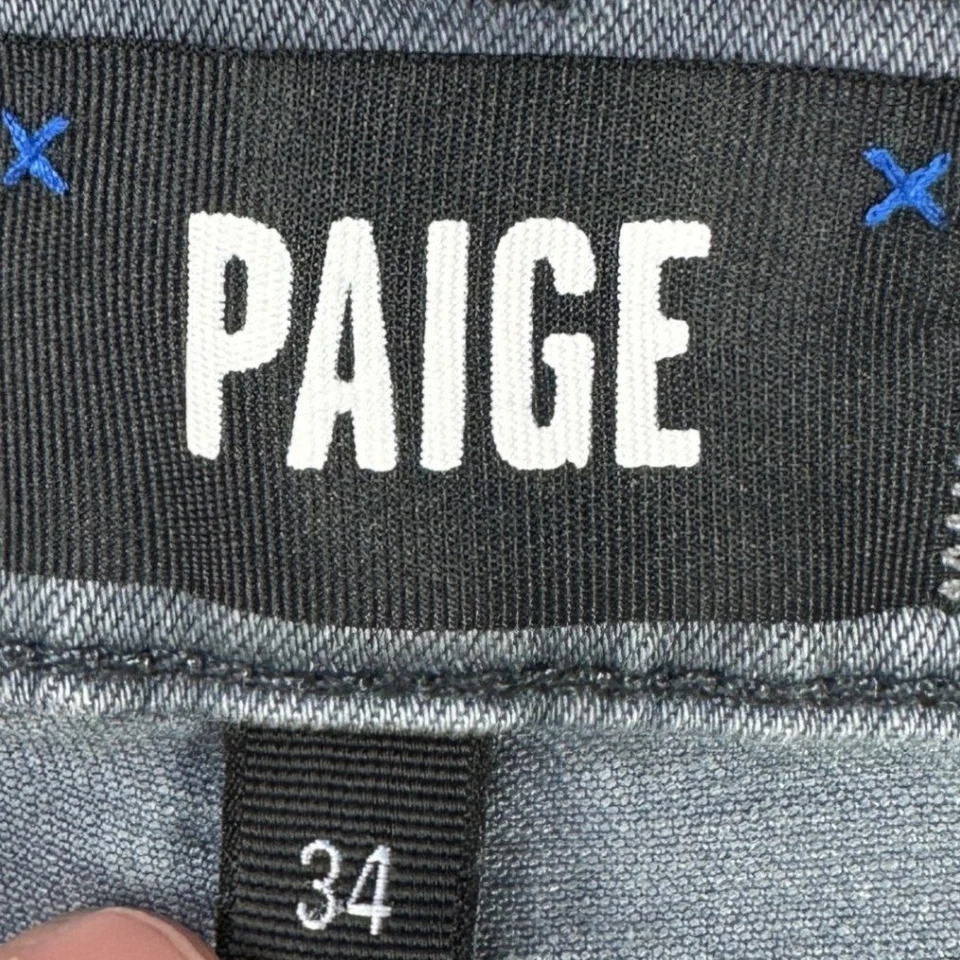 Pantalones de mezclilla elásticos Paige Federal para hombre de pierna recta 34 azul lavado 5 bolsillos Foto 4 de 4