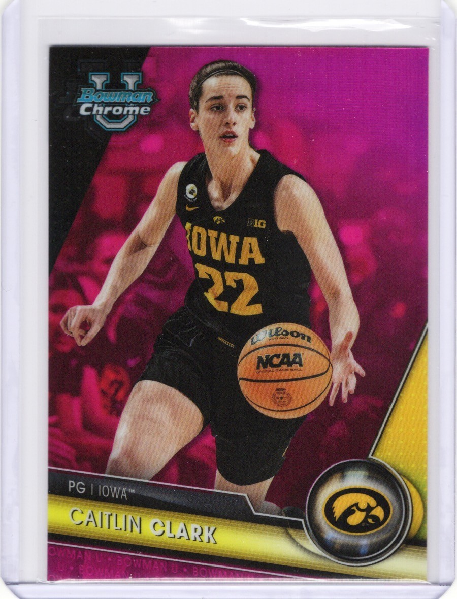 2023-24 Bowman Chrome U - Caitlin Clark Pink Refractor #34 Iowa