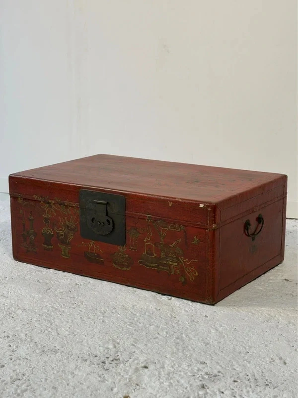 Antique - Malle, Boîte de rangement Chinoise - Bois laqués & peinte mains - Photo 3/4