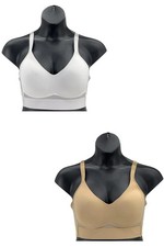 Rhonda Shear Women's 2pk Molded Cup Bra w/ Mesh Back Detail Sand/White