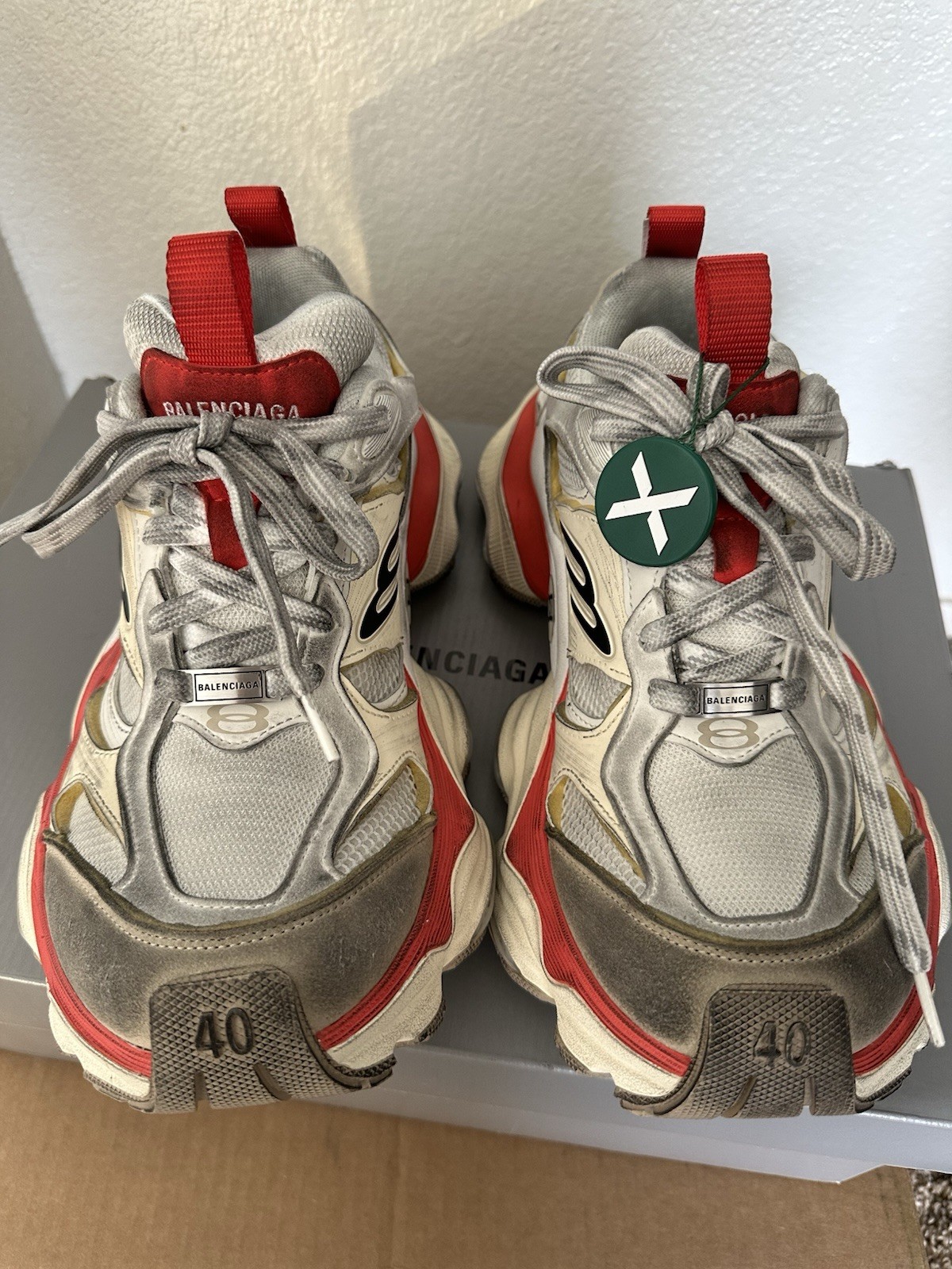 Balenciaga Cargo Sneakers Worn Out Beige Red Men's Size 40  US 7 thumbnail 12