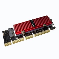 Red NVMe PCIe Adapter M.2 SSD To PCIE 16X Card Aluminum Heatsink Cooling