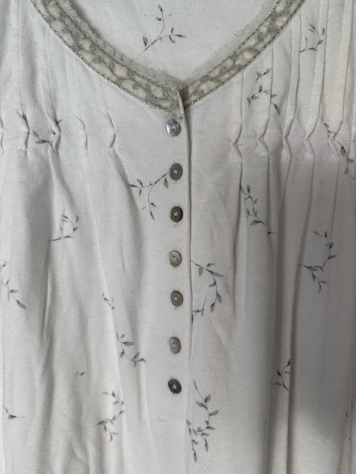 Mujer Aria Manga Larga Gris Hoja Estampado Camisón Largo Talla Pequeña Foto 4 de 4