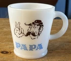 Vintage Papa Coffee Mug Hazel Atlas Milk Glass Cup Midcentury Graphic