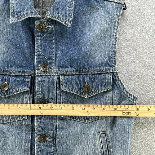 Agile Denim Mens Vest Medium M Blue Chaleco Button Up Collared Outdoor  image 6