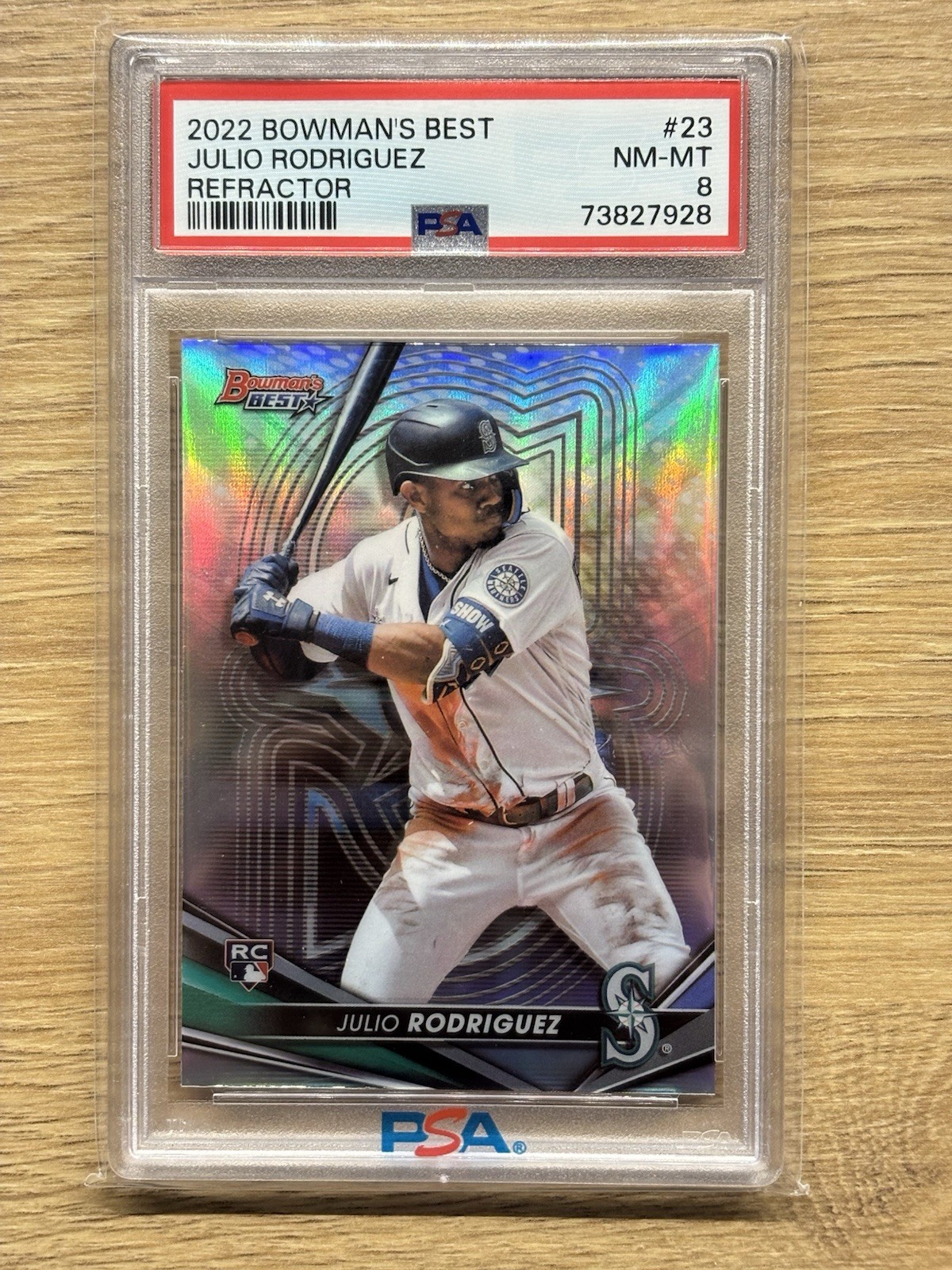 2022 Bowman's Best Julio Rodriguez #23 Refractor (RC) PSA 8 Seattle Mariners