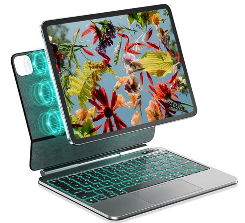 Clavier/Trackpad/Etui pour iPad 10.9" 10/11 Génération -Bavklit - Noir - Photo 1/6