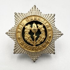 Genuine Cheshire Regiment Officers Silver Gilt Cap Badge Small Pattern