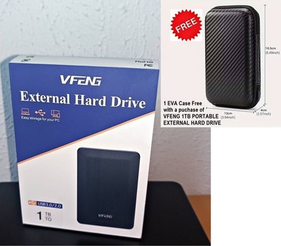 【NEW】VFENG 1TB PORTABLE EXTERNAL HARD DRIVE,ULTRA SLIM 2.5 USB 3.0 HDD (BLACK)