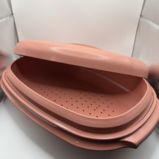 Tupperware 3 Piece Set Microwave Steamer / Reheater Dusty Rose - 6 Cups / 1.4 L